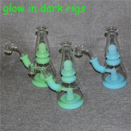 Smoking hookahs Glass Water Pipes bong with quartz banger unique Tobacco kits dab rig silicone bongs