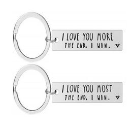 Creative Keyrings Stainless Steel I Love You Most More The End I Win Couples Keychain Metal Key Holders Party Favour