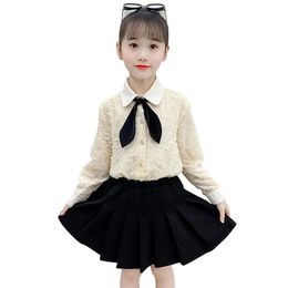 Kids Clothes Blouse + Skirt Girls Outfits White Costume For Girl Casual Style Children's School 210527