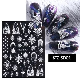 Großhandel 5D geprägte Nagelaufkleber Weihnachtsschneeflocken Design Klebstoffnagelabziehbilder Sommerschlepper Nagelkunstdekorationen