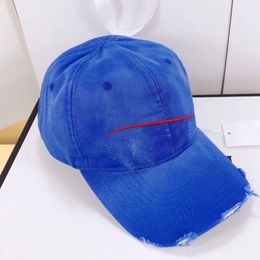 Fashion Designer Baseball Cap Washed Denim Hat Retro Hats Woman Winter Fitted Caps For Men White Red Stripe Mens Casquette ACC