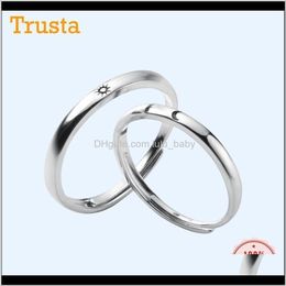 Cluster Drop Delivery 2021 Trustdavis S925 Couple Lovers Moon Sun Ring For Man&Women Wedding Rings Fashion 100Percent 925 Sterling Sier Jewel