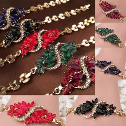 Charm Bracelets 1PCS Fashion Crystal Leaf Shape Bangle Bracelet For Women Fasion Jewellery