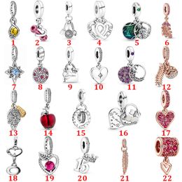 Genuine 925 Sterling Silver Fit Pandora Bracelet Charms Valentine's Day New Planet Pendant DIY Accessories Beads Love Heart Blue Crysta Charm For DIY Beads Charms
