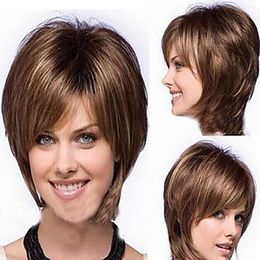 naturals hair styles Australia - Synthetic Wigs WHIMSICAL W Women Straight Short Natural Wig Style Pixie Cut Hair Brown Heat Resistant For