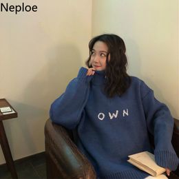 Neploe Knitted Pullovers Winter Clothes Oversized Outwear Korean Fashion Sweaters for Women Turtleneck Thicked Jumper Coat 4G104 210422