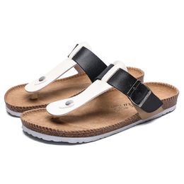 2022 Summer New Non-slip Slip on Cork Slippers Men Comfortable Sandals for Male Flat All-match Flip Flops Outdoor Mens Slippers