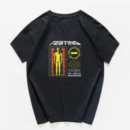Men's T-Shirts Testing Alien Crash Streetwear Cotton Graphic T Shirt Men Hip Hop Tee 130kg Can Wear Loose Oversized Tops Clothes 2022
