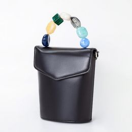 Fashion Evening Beads Top Handle Bucket Handbags For Women 2022 New Chain Crossbody Bag Female Day Clutch Purse High Quality
