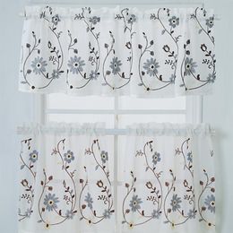 Curtain & Drapes Kitchen Short Curtains Embroidered Tulle Cortinas Blind Window Treatment Sheer Valance Pelmet For Living Room Bedroom