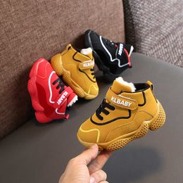 Winter Children Shoes Boots Baby Kids Sneakers For Boys Toddler Tenis Shoes Fashion PU Plush Warm Girls Sports Shoes Size 21-30 G1025