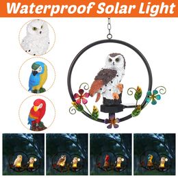 Parrot Owl Pattern Hanging LED Solar Light Outdoor Garden Lawn Lamp Energy-saving Waterproof Decor - Red