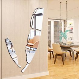 Wall Stickers DIY Acrylic Feather Dressing Mirror Sticker Home Decor Living Room Waterproof Wallpaper For Girls Rooms