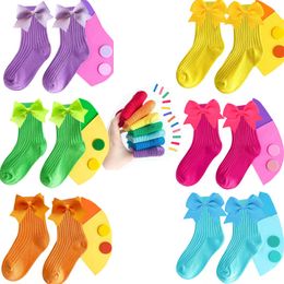 Spring New Candy Colours Baby Knee High Socks Girls Boys Toddler Bows Infant Cute Sock FIT 0-12 Years Wholesale 5PAIRS/10PCS