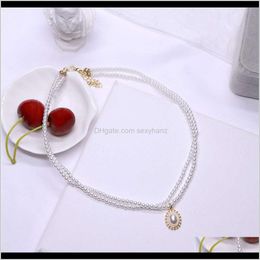 Pendant Necklaces & Pendants Drop Delivery 2021 Baroque Court Style Necklace ~ Double Pearl Fashion Clavicle Chain Choker Neck Jewellery Kn5Rd