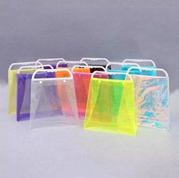 Pvc Laser Shopping Bag Transparent Plastic Handbag Colourful PackagingBag Fashion Shouder Handbags StorageBags Wholesale WLL629