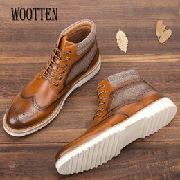 Men leather boots Size 8-12 fashion brand comfortable 2022 leather shoes for men Ankle boots#AL612