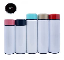 350/500ml Sublimation blanks Tumblers 304 MDF Intelligent Temperature Measuring Cup DIY photo Insulated water cups By sea XD24799