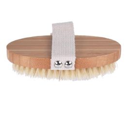 2021 Natural boar bristle back body brush bamboo eco-friendly brushes remove dead skin shower bath spa massage with rivet without handle