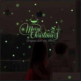 Decorations Festive Party Supplies & Gardenmerry Christmas Glow Snowman Wall Fluorescence Living Room Luminous Stickers Window Decor For Hom