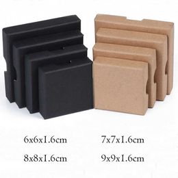 Black Box For Jewelry Kraft Paper Necklace Pendant Earring Carrying Cases Gift Boxes Square jewelry organizer box for ring 211014