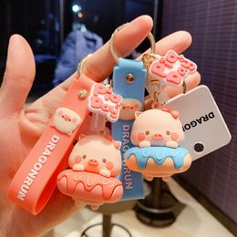 Keychains Cute Pig Cartoon Mobile Phone Chain Baby Boy Girl Key Ring Women Lovely Bag Keys Chains Accessories 0293
