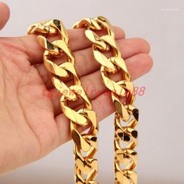 Chains 17mm Wide Stainless Steel Gold Colour Cuban Curb Link Chain Waterproof Men Bracelet Or Necklace Various Sizes 7-40inches1