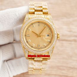 4 Styles Luxury Watches 41mm Datejust Iced Out Full Diamond Cal.3255 Automatic Mens Watch Champagne Dial 18K Gold Bracelet Gents Wristwatches