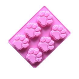 Baking Moulds 6 Even Cat Paw Footprints Silicone Non Stick Cake Bread Chocolate Candy Mould Manual Soap Mold High Temperature LLD11868