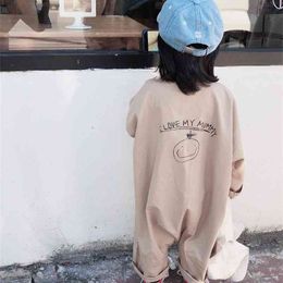 Boys and Girls Cotton with Back Print Jumpsuit Baby Kids Long Sleeve Casual Infants Climbing Clothes Little Children Rompers 210816