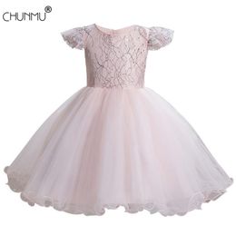 Baby Girls Dress Flower Elegant Clothing Lace Tutu Birthday Party Princess Kids Vestidos 210508