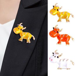 Pins, Brooches Enamel Lovely Cattle For Women 3-color Bull Ox Animal Party Casual Brooch Pins Gifts