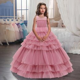 Summer Lace Bridesmaid Flower Girls Dress Party Wedding Evening Kids Dresses For Girl Children Princess Dress 8 14 10 12 Year Q0716