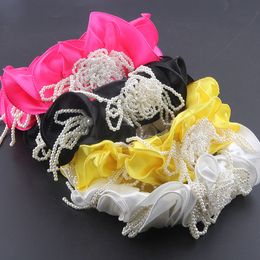 fashionable pastoral style Headbands beautiful fabric silk yarn pearl flower tassel Headband ladies party leisure travel Headwear