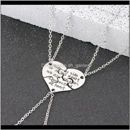 Pendant Pendants Jewelry Drop Delivery 2021 3 Piece Broken Friends Necklaces Carved By Side Or Miles Apart We Are Sisters Connected At Heart