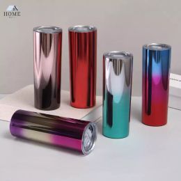 Gradient Color Stainless Steel Water Bottles Tumbler Car Water Cup Vacuum Double-layer Couple Coffee Beer Mug Outdoor Portable Thermoses WY9