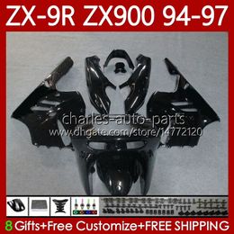 Bodywork Kit For KAWASAKI NINJA ZX-9R ZX900 ZX 9R 9 R 900 CC 1994-1997 Bodys 100No.25 ZX9 R 900CC ZX-900 ZX9R 94 95 96 97 ZX900C 1994 1995 1996 1997 OEM Fairing black full blk