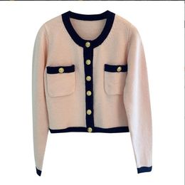 1103 XL 2022 Runway Autumn Brand SAme Style Sweater Long Sleeve Cardigan Crew Neck Pink Fashion Clothes High Quality Womens Yashi