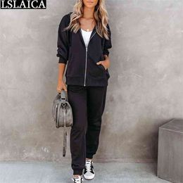 2 Piece Outfits for Women Pants and Top Autumn Fashion Two Set Casual Sweat Suits Sportswear Tracksuit Lounge Wear 210520