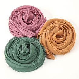 Pleated Chiffon Hijabs Crinkle Shawls Scarf Super High Quality Muslim Wraps Small Size Chiffon Fashion