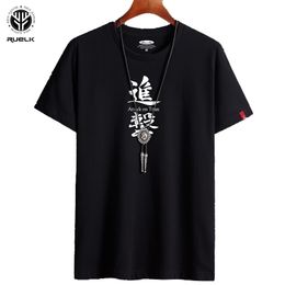 RUELK Summer New Men's Casual T-shirt Fun Chinese Character Printing Street Hip-Hop Trend Short-Sleeved Large Size T-Shirt 210410