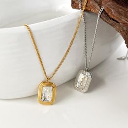 Pendant Necklaces Monlansher Geometric Glass Crystal Necklace Gold Silver Colour Stainless Steel Chain Fashion Jewellery