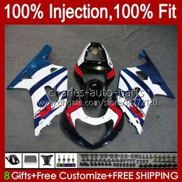 Injection Mould Bodys For SUZUKI GSXR600 GSX-R750 750CC GSXR-750 White blue K1 01-03 37No.85 600CC GSXR 600 750 CC GSXR750 01 02 03 GSXR-600 2001 2002 2003 OEM Fairing