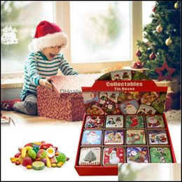 tin gift boxes packaging Canada - Wrap Event Festive Party Supplies Home & Garden12Pcs Small Square Cute Tin Packaging Gift Box For Baking Biscuit Tinplate Christmas Candy Bo
