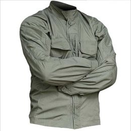 Newest Tactical Long Sleeve Shirt Military Tactical Soldiers Uniform Waterproof Multi-Pockets Cargo Shirts Camouflage Clothes X0710