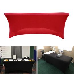 Stretch Tablecloth Spandex Polyester Table Cover Fit for Wedding Party el Home Decoration Meeting Rectangular 4Ft/6Ft/8F 210626