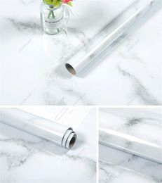 Window Stickers 5M Kitchen Marble Waterproof Self-adhesive Peel And Stick Wallpaper Oil-proof Dining Table Stove Cabinet Tile Sticker