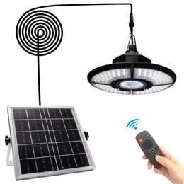 136led Solar Pendant Lamp 4400mah 1000LM Outdoor Indoor 4-Leaf Adjustable Garage Deformable Light with Remote Control 5m Wire