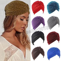 Muslim Inner hijab Caps Glitter Sequins Turban Hat cross Headwrap India Hat Arab wrap head scarves femme musulman turbante mujer