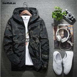 Mens Casual Camouflage Hoodie Jacket Fashion Waterproof Clothes Spring Autumn Men's Windbreaker Coat Male Outwear 4XL 210518